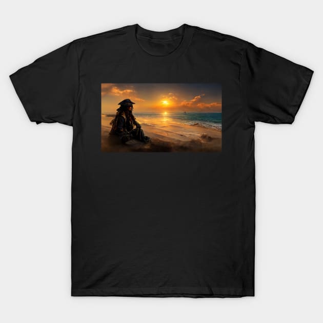 Pirate on an island T-Shirt by ai1art